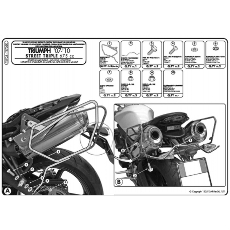 KAPPA STELAŻ POD TORBY (SAKWY) BOCZNE TRIUMPH Street Triple 675 (07-12) - RÓWNIEŻ POD KUFRY RA314 EASY LOCK