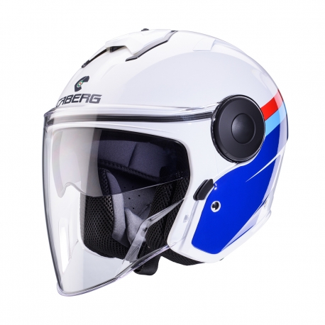 CABERG KASK OTWARTY JET Z BLENDĄ MODEL SOHO ZEPHYR KOLOR BIAŁY/NIEBIESKI/CZERWONY ROZMIAR L