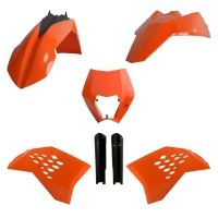 POLISPORT KOMPLET PLASTIKÓW (FULL KIT) KTM EXC/EXC-F '08-'11 W ZESTAWIE TABLICA PRZEDNIA (8666700001) I OSŁONY AMORTYZARORÓW (83