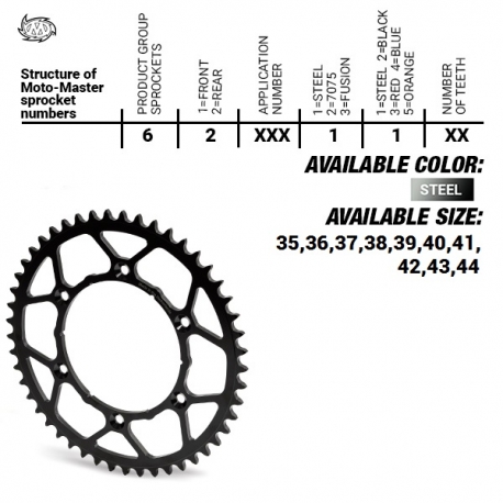 MOTO-MASTER ZĘBATKA TYLNA STALOWA ULTRALIGHT 4644 40 (464440) KTM SX 50/SX 50 MINI '14- , SX-E5 E-BIKE '19-, GASGAS MC 50 MC-E E