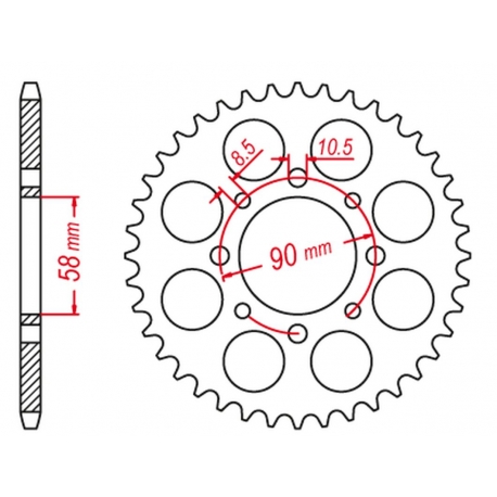 MTX PARTS ZĘBATKA TYLNA 279 44 HONDA XL 125V VARADERO '01-'13 (JTR273.44) (ZAMIENNA Z 4668 44) (ŁAŃC. 520)