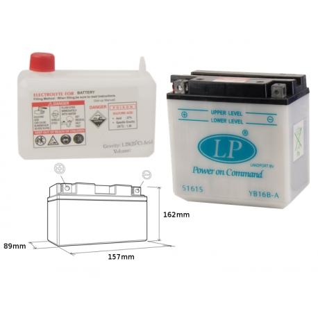 LANDPORT AKUMULATOR YB16B-A (MD LB16B-A) 12V 16AH (160X90X158) OBSŁUGOWY - ELEKTROLIT OSOBNO (2) UE2019/1148