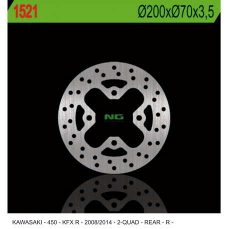 NG TARCZA HAMULCOWA TYŁ KAWASAKI KFX 450R '08-'14 (200X70X3,5) (4X10,5MM)