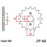 JT ZĘBATKA PRZEDNIA 514 15 KAWASAKI KX 125 '84-'93 (51415JT) (ŁAŃC. 520) NA ZAMÓWIENIE