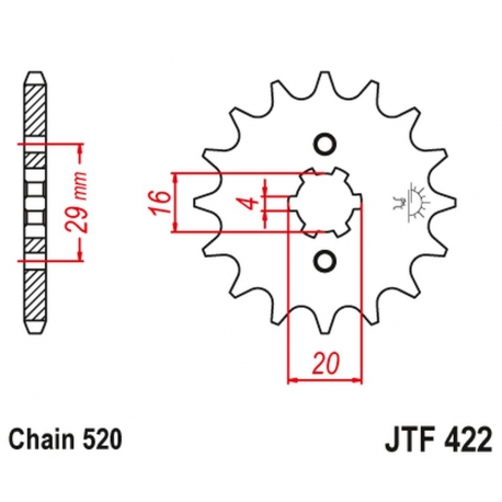 JT ZĘBATKA PRZEDNIA 514 15 KAWASAKI KX 125 '84-'93 (51415JT) (ŁAŃC. 520) NA ZAMÓWIENIE