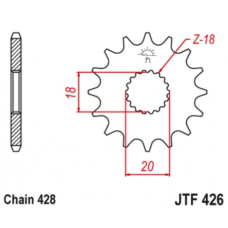 JT ZĘBATKA PRZEDNIA 426 15 SUZUKI GN 125 '92-'00, GS 125 '79-'00 (42615JT) (ŁAŃC. 428)