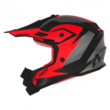 NOX KASK CROSS / OFFROAD N761 FUSION KID / JUNIOR (DZIECIĘCY) KOLOR CZARNY MAT/CZERWONY ROZMIAR XXL (ZAPIĘCIE MIKROMETRYCZNE)