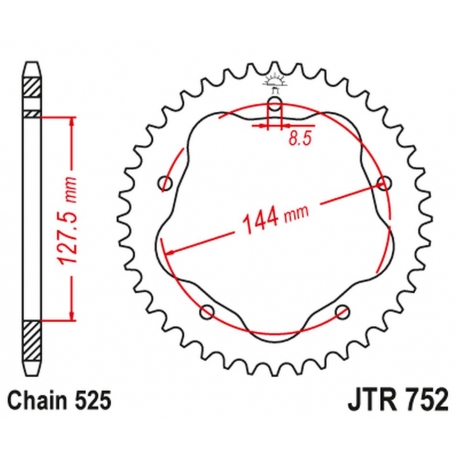 JT ZĘBATKA TYLNA 4320 45 DUCATI 848/916/996/1000/1100 (POTRZEBNY ADAPTER JTA750B) (432045JT) (ŁAŃC. 525)