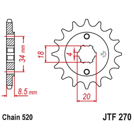 JT ZĘBATKA PRZEDNIA 2046 15 HONDA CA 125 '95-01', CB/CBX/CM/CMX 250 '83-16' (204615JT) (ŁAŃC. 520)