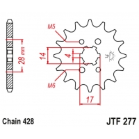 JT ZĘBATKA PRZEDNIA 2118 14 HONDA TRX 90 '93-19', CRF 125 '14-21', DERBI SENDA/MULHACEN/TERRA '07-14' (211814JT) (ŁAŃC. 428)