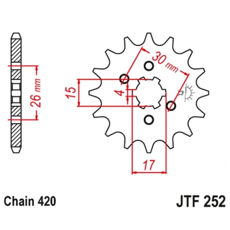 JT ZĘBATKA PRZEDNIA 261 14 HONDA MBX/MTX 50 (26114JT) (ŁAŃC. 420)