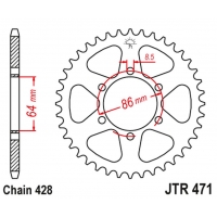 JT ZĘBATKA TYLNA 471 50 KAWASAKI KE 125 '76-87', KE 175 '76-78' (47150JT) (ŁAŃC.428) NA ZAMÓWIENIE