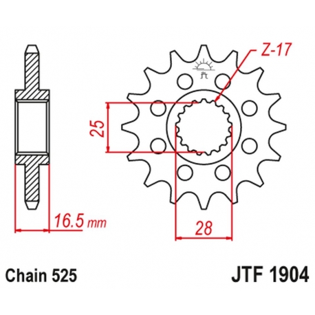 JT ZĘBATKA PRZEDNIA 2147 15 KTM 950/990/1050/1090/1190/1290 03-20 (214715JT) (ŁAŃC. 525)