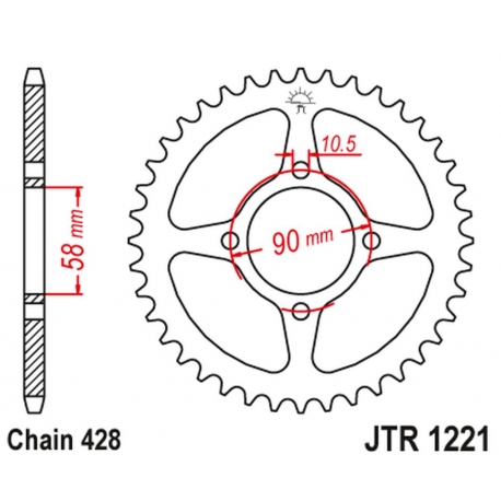 JT ZĘBATKA TYLNA 4669 42 HONDA CBR 125 11-17 (-2) (446942JT) (ŁAŃC. 428) OTWÓR NA ŚRUBĘ 10,5 - MOŻE BYŻ ZASTĄPIONA PRZEZ 269 42