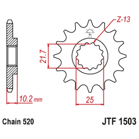 JT ZĘBATKA PRZEDNIA 2061 13 KAWASAKI KSF 250 '87-'04, KEF 300 '95-'03 (206113JT) (ŁAŃC. 520)