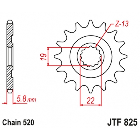 JT ZĘBATKA PRZEDNIA 825 13 HUSQVARNA TC/TE/TXC 250/310 '09-13' (82513JT) (ŁAŃC. 520)