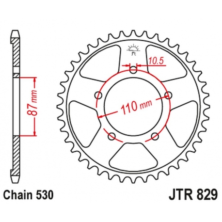 JT ZĘBATKA TYLNA 824 45 SUZUKI GSX 600F '92-97, GSX 750F '99-06, GSXR 750 '88-90 (82445JT) (ŁAŃC. 530) KOLOR CZARNY