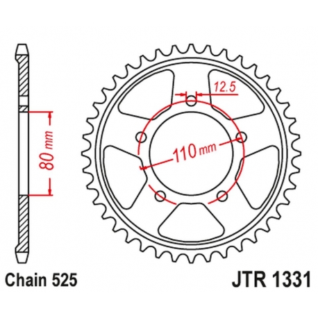 JT ZĘBATKA TYLNA 4350 42 HONDA CRF 1000 AFRICA TWIN / DCT / ADVENTURE SPORT '16-'23 (435042JTZBK) (ŁAŃC. 525) KOLOR CZARNY