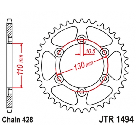 JT ZĘBATKA TYLNA 1494 56 KAWASAKI NINJA 125/Z 125 '19 (JTR1494.56)* (ŁAŃC. 428)