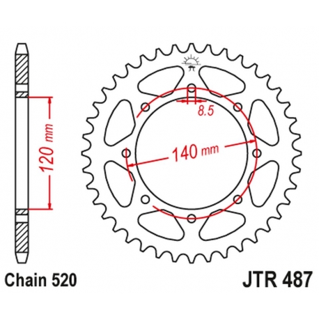 JT ZĘBATKA TYLNA 487 37 KAWASAKI W800 BKF STREET, CKF CAFE '19 (JTR487.37) (ŁAŃC. 520)