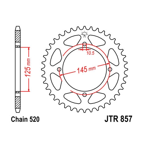 JT ZĘBATKA TYLNA 857 45 YAMAHA XT 600E '90-03, XT 660Z TENERE '91-00 (85745JTZBK) (ŁAŃC. 520) KOLOR CZARNY - PATRZ RÓWNIEŻ 45884