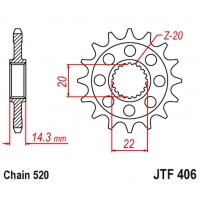 JT ZĘBATKA PRZEDNIA BMW G310GS '16-, G310R '16-, (JTF406.16)* (ŁAŃC. 520)