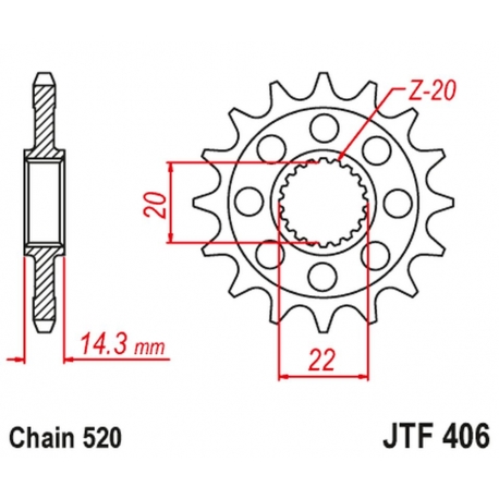 JT ZĘBATKA PRZEDNIA BMW G310GS '16-, G310R '16-, (JTF406.16)* (ŁAŃC. 520)