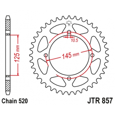 JT ZĘBATKA TYLNA 857 47 YAMAHA XV 125 VIRAGO '97-01, XVS 125 DRAG STAR '00-04, TT 600R '04, (85747JT) (ŁAŃC. 520) KOLOR CZARNY