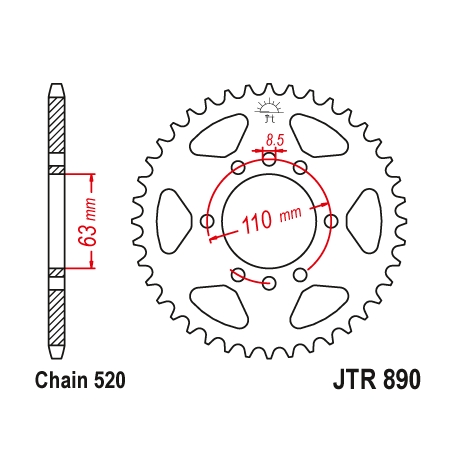 JT ZĘBATKA TYLNA 4675 45 KTM 125 DUKE '14-18, 390 DUKE/RC '13-18 (467545JTZBK)* (ŁAŃC. 520) KOLOR CZARNY