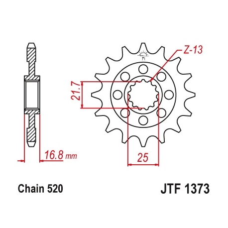 JT ZĘBATKA PRZEDNIA 2042 16 Z GUMĄ HONDA NC 700S/X '12-'13, INTEGRA 700D '12-'13 (JTF1373.16RB)* (ŁAŃC. 520)