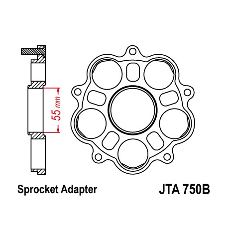 JT ADAPTER ZĘBATKI TYLNEJ DUCATI 748/796/800/848/916/1000/1100