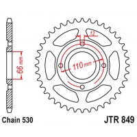 JT ZĘBATKA TYLNA 849 38 YAMAHA RD 250 '77-78, RD 400 '76-78 (84938JT) (ŁAŃC. 530) NA ZAMÓWIENIE