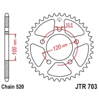 JT 2024/03 ZĘBATKA TYLNA 4396 43 APRILIA RS / TUONO 660 '21-'24, TOUNO FACTORY 660 '22, (439643JT) (ŁAŃC. 520) (OEM: CM306201)