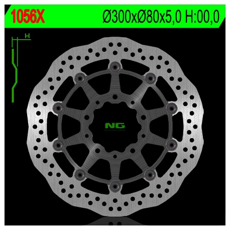 NG TARCZA HAMULCOWA PRZÓD KAWASAKI ZX6R '05-'16, ER6F/N '06-'18, KLE 650 VERSYS '07-'22, Z750, Z1000,ZX10R (300X80X5) (5X10,5MM)