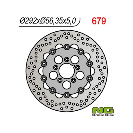 NG TARCZA HAMULCOWA PRZÓD HARLEY-DAVIDSON 883/1200/1340/1450/1584/1690/1802 PŁYWAJĄCA (292x56,3x5) (5x8,5mm)