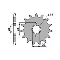 PBR ZĘBATKA PRZEDNIA 728 14 18NC (ŁAŃC. 530) CAGIVA ELEFANT 750 87-89