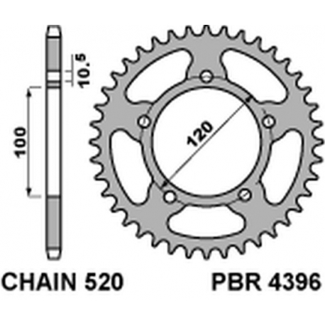 PBR ZĘBATKA TYLNA 4396 39 APRILIA RS 125 06-12 (JTR703.39)