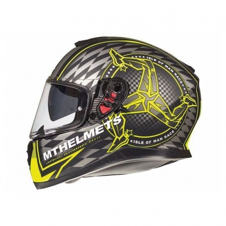 MT WYPRZEDAZ KASK INTEGRALNY THUNDER 3 SV ISLE OF MAN Z BLENDĄ KOLOR CZARNY MAT/ŻÓŁTY FLUO ROZMIAR XS