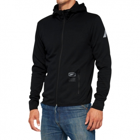 100 PROCENT TECH ZIP HOODIE BLACK - KURTKA SOFTSHELL Z KAPTUREM MODEL VICEROY BLACK KOLOR CZARNY ROZMIAR M