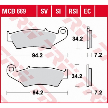 TRW LUCAS KLOCKI HAMULCOWE KH185 KH389 ORGANIC HONDA XL 125 03-08, XR 400 96-03, XLV TRANSALP 97-13, XRV AFRICA TWIN 750 93-03, 
