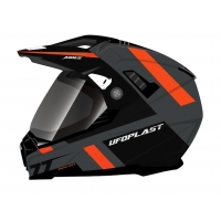 UFO KASK ARIES OFFROAD / DUAL / TOURER / CROSSOVER Z SZYBĄ, DASZKIEM I BLENDĄ PRZECIWSŁONECZNĄ KOLOR CZARNY/SZARY/CZERWONY FLUO 