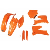 UFO KOMPLET PLASTIKÓW (FULL KIT) Z OSŁONAMI TELESKOPÓW (AMORTYZATORÓW) KTM SX / SXF '05-'06 KOLOR OEM (POMARAŃCZOWY) (KT503E999)