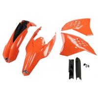 UFO KOMPLET PLASTIKÓW (FULL KIT) Z OSŁONAMI TELESKOPÓW (AMORTYZATORÓW) KTM EXC '09-'10 KOLOR OEM (POMARAŃCZOWY) (KT511E999)