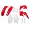UFO KOMPLET PLASTIKÓW (FULL KIT) Z OSŁONAMI TELESKOPÓW (AMORTYZATORÓW) HONDA CR 125/250 '02-'03 KOLOR OEM (CZERWONY/BIAŁY) (HO10