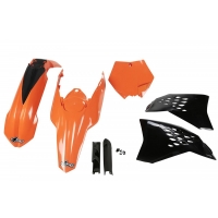 UFO KOMPLET PLASTIKÓW (FULL KIT) Z OSŁONAMI TELESKOPÓW (AMORTYZATORÓW) KTM SX/SXF '07-'10 KOLOR OEM (POMARAŃCZOWY/CZARNY) (KT506