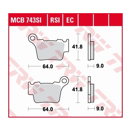 TRW LUCAS KLOCKI HAMULCOWE KH368 ORGANIC BMW G 450 X / SMR 08-11, KTM EXC / SX 125 04-16, EXC / SX 250 03-17, EXC 300 04-, EXC 3