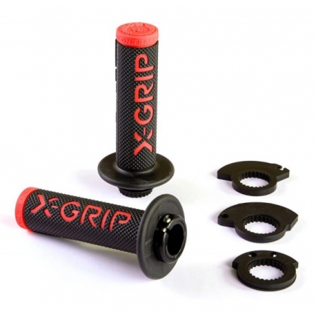 X-GRIP MANETKI (GRIPY) BRAAAAP GRIPS LOCK-ON-GRIP (Z ADAPTERAMI ROLGAZU) RED KOLOR CZERWONY