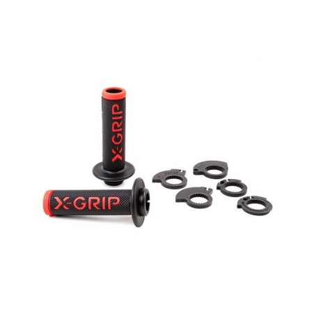 X-GRIP MANETKI (GRIPY) BRAAAAP GRIPS LOCK-ON-GRIP (Z ADAPTERAMI ROLGAZU) RED OPEN END (Z OTWOREM) KOLOR CZERWONY