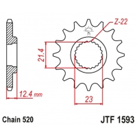 JT ZĘBATKA PRZEDNIA 2054 14 YAMAHA YFM 250 RAPTOR '08-13' (205414JT) (ŁAŃC. 520)