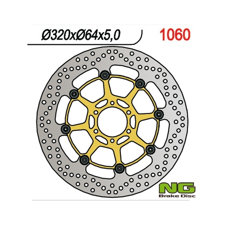 NG TARCZA HAMULCOWA PRZÓD APRILIA CAPONORD 1200 '13-17, YAMAHA FZR 1000 '87-95, XJR1200/1300 '95-99 (320X64X5MM) (6X8,5MM) PŁYWA